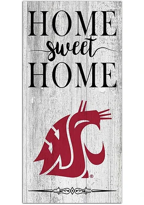 Washington State Cougars Home Sweet Home Whitewashed Sign - Red