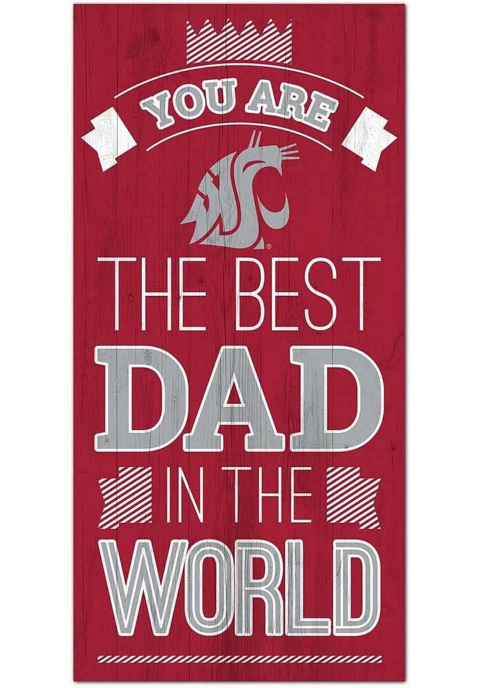 Washington State Cougars Best Dad in the World Sign - Red