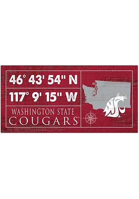 Washington State Cougars Horizontal Coordinate Sign - Red