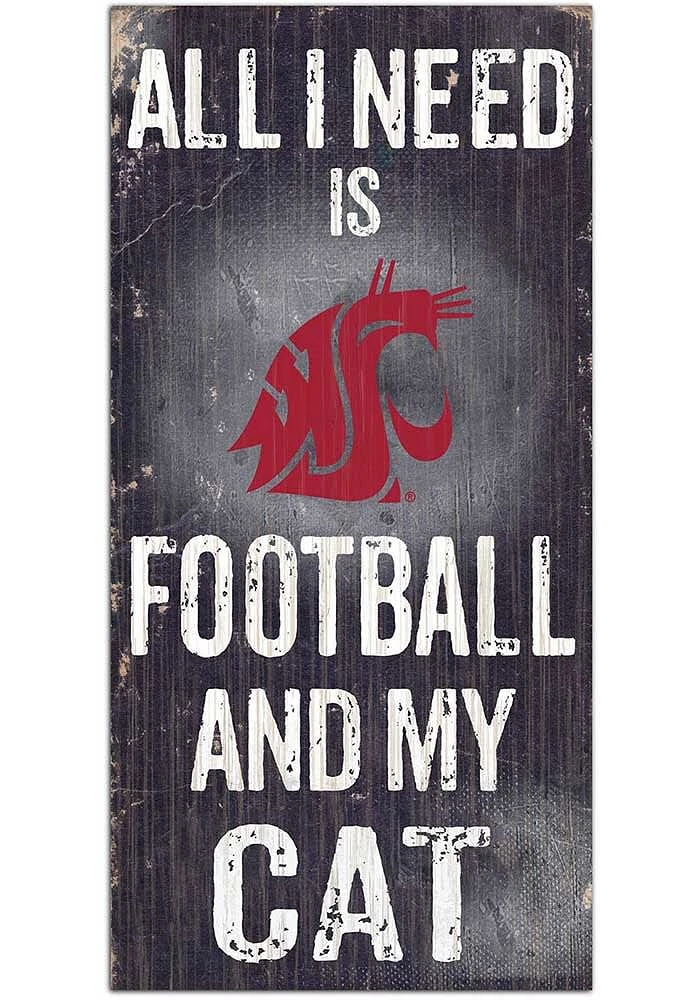 Washington State Cougars Football and My Cat Sign - Red