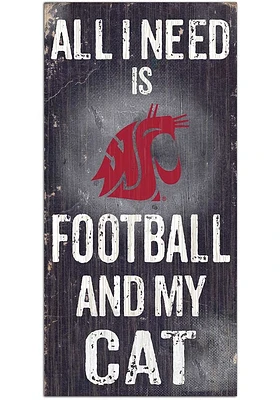 Washington State Cougars Football and My Cat Sign - Red