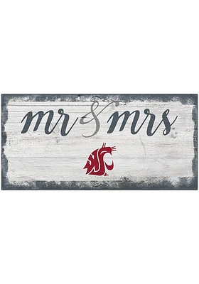 Washington State Cougars Script Mr and Mrs Sign - Red