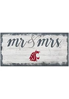 Washington State Cougars Script Mr and Mrs Sign - Red