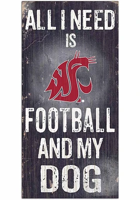 Washington State Cougars Football and My Dog Sign - Red