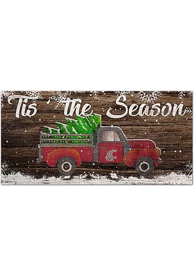 Washington State Cougars Tis the Season 6x12 Sign - Red