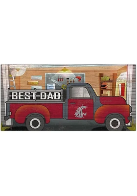 Washington State Cougars Best Dad Truck Sign - Red