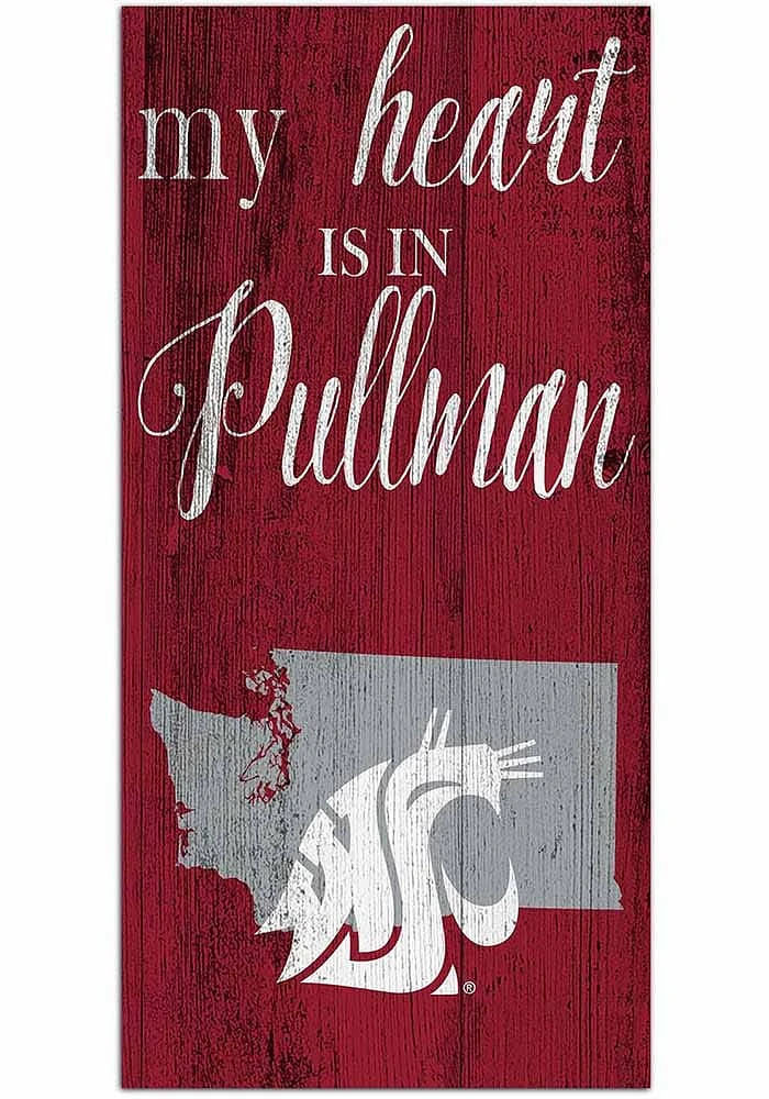 Washington State Cougars My Heart State Sign - Red