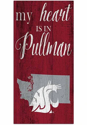 Washington State Cougars My Heart State Sign - Red