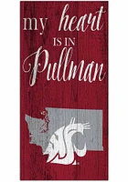 Washington State Cougars My Heart State Sign - Red
