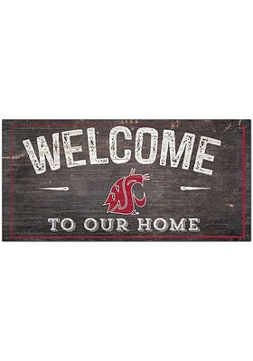 Washington State Cougars Welcome Distressed Sign - Red
