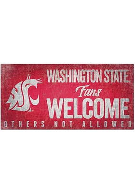 Washington State Cougars Fans Welcome 6x12 Sign - Red