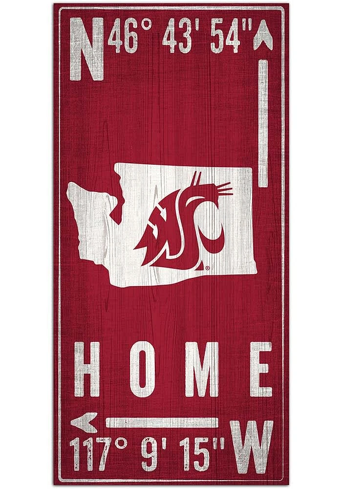 Washington State Cougars Coordinate Sign - Red