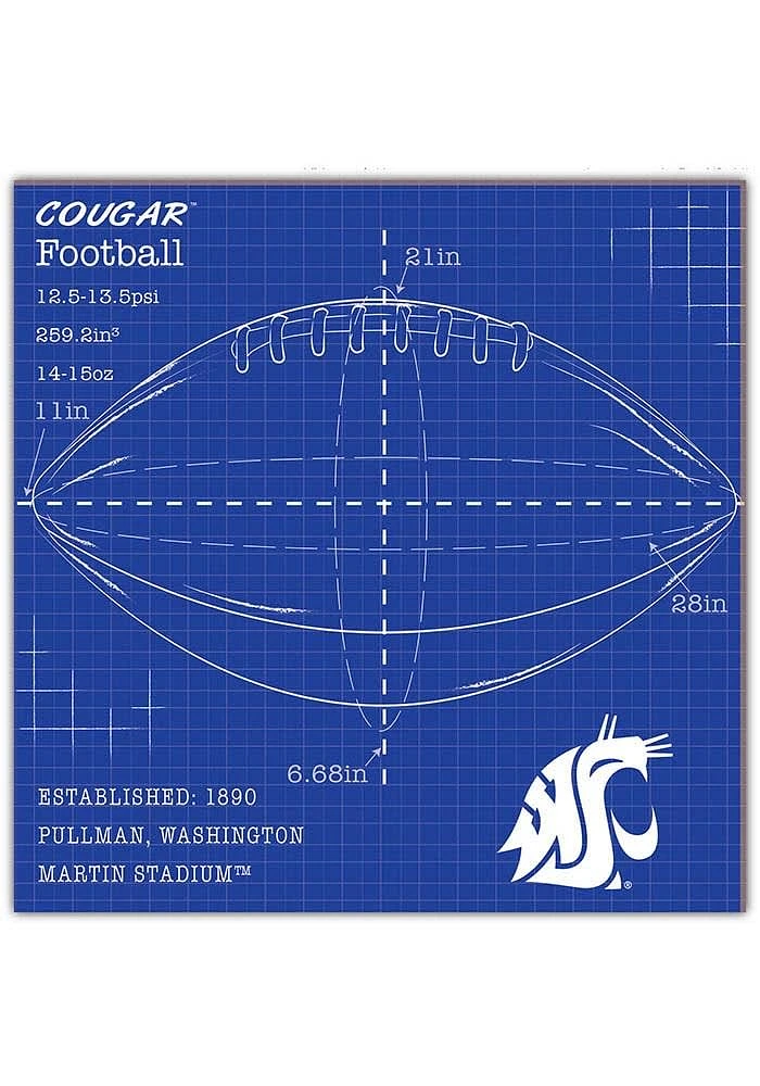 Washington State Cougars Ball Blueprint Sign - Red