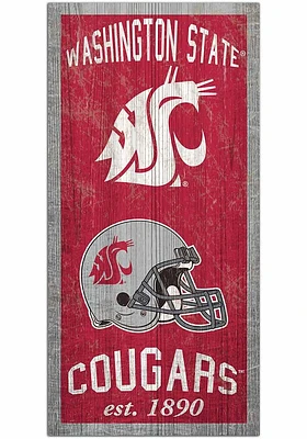 Washington State Cougars Heritage 6x12 Sign - Red