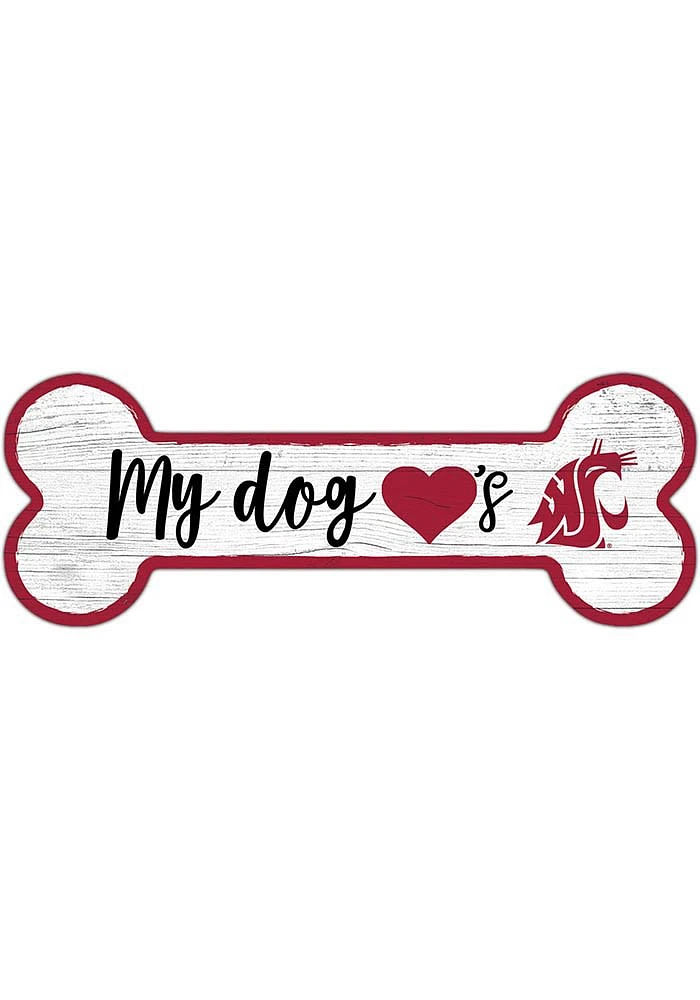 Washington State Cougars Dog Bone 6x12 Sign - Red