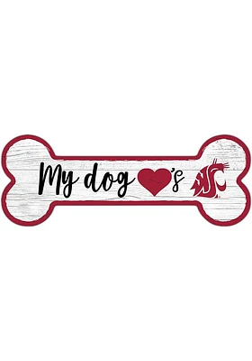 Washington State Cougars Dog Bone 6x12 Sign - Red