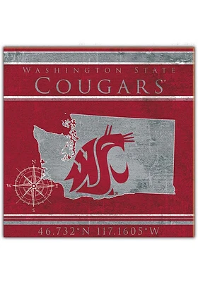Washington State Cougars Coordinates Sign - Red