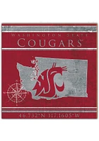 Washington State Cougars Coordinates Sign - Red