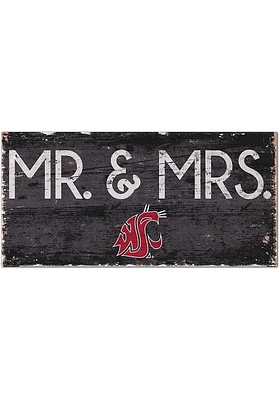 Washington State Cougars Mr and Mrs Sign - Red