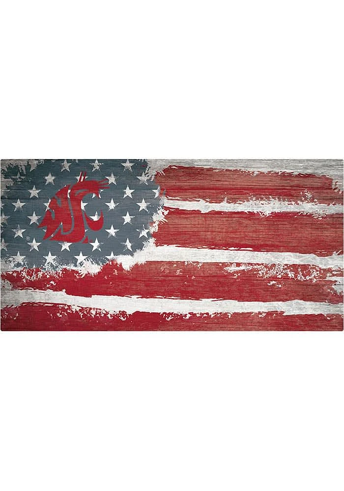 Washington State Cougars Flag 6x12 Sign - Red