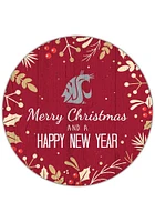 Washington State Cougars Merry Christmas and New Year Circle Sign - Red