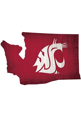 Washington State Cougars State Cutout Sign - Red