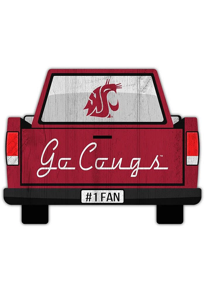 Washington State Cougars Truck Back Cutout Sign - Red
