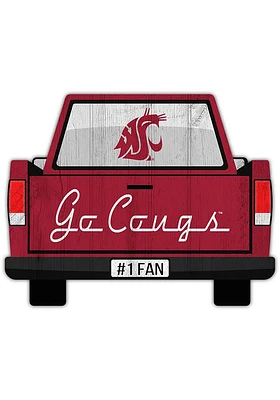 Washington State Cougars Truck Back Cutout Sign - Red