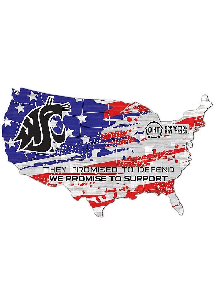 Washington State Cougars OHT USA Shape Cutout Sign - Red
