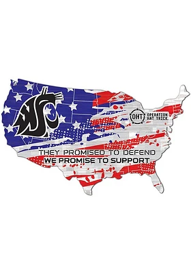 Washington State Cougars OHT USA Shape Cutout Sign - Red