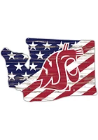 Washington State Cougars 12 Inch USA State Cutout Sign - Red