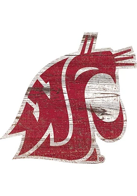 Washington State Cougars Team Logo 8 Inch Cutout Sign - Red