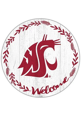 Washington State Cougars Welcome Circle Sign - Red