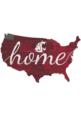 Washington State Cougars USA Shape Cutout Sign - Red