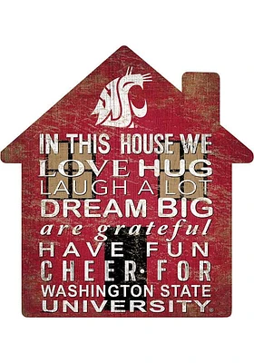 Washington State Cougars 12 inch House Sign - Red