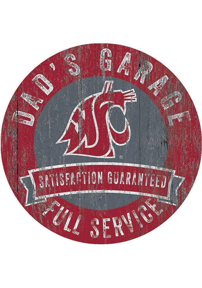 Washington State Cougars Dads Garage Sign - Red