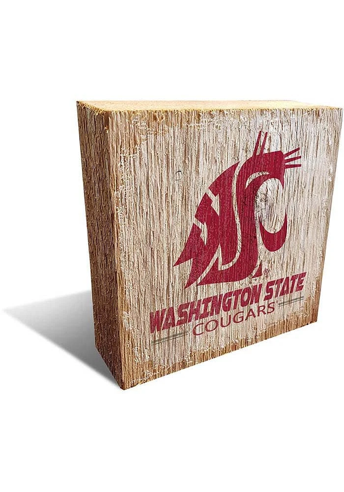 Washington State Cougars Logo Block Sign - Red