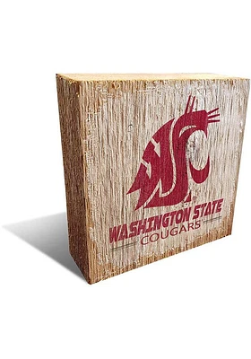 Washington State Cougars Logo Block Sign - Red