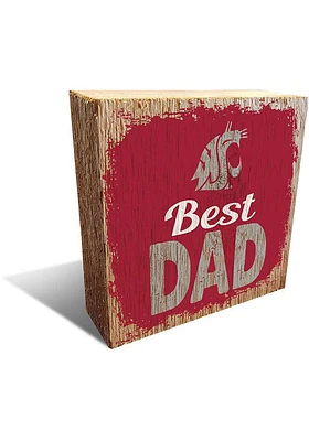Washington State Cougars Best Dad Block Sign - Red