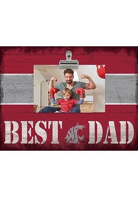 Washington State Cougars Best Dad Striped Clip Picture Frame - Red