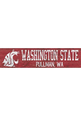 Washington State Cougars 6x24 Sign - Red