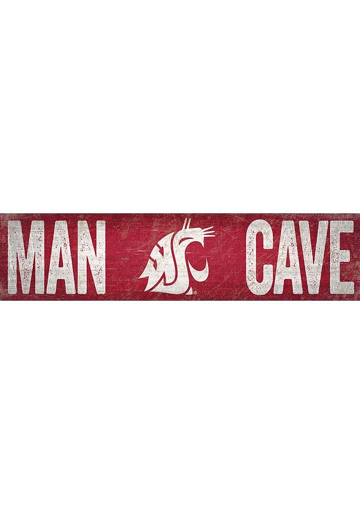 Washington State Cougars Man Cave 6x24 Sign - Red
