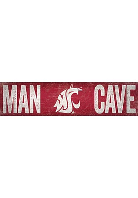 Washington State Cougars Man Cave 6x24 Sign - Red