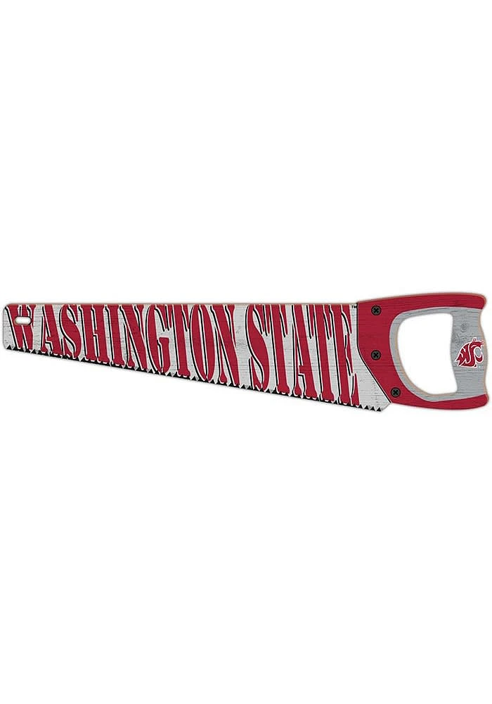 Washington State Cougars Wood Handsaw Sign - Red