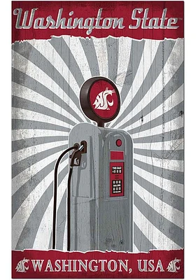 Washington State Cougars Retro Pump Location Sign - Red