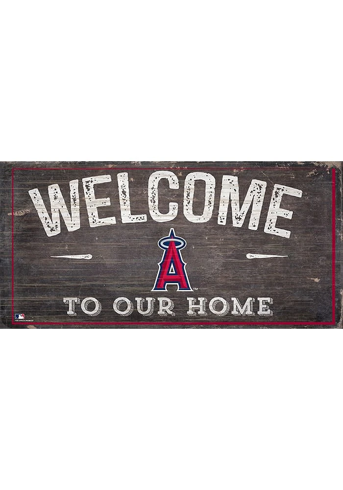 Los Angeles Angels Welcome Distressed Sign - Red