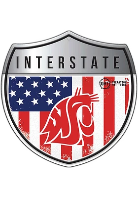 Washington State Cougars 24in Americana Interstate Sign - Red