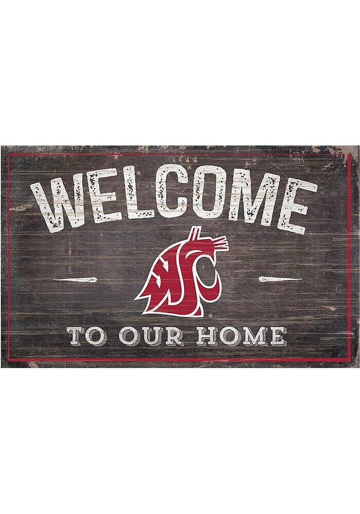 Washington State Cougars Welcome to our Home Sign - Red