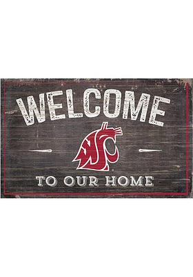 Washington State Cougars Welcome to our Home Sign - Red