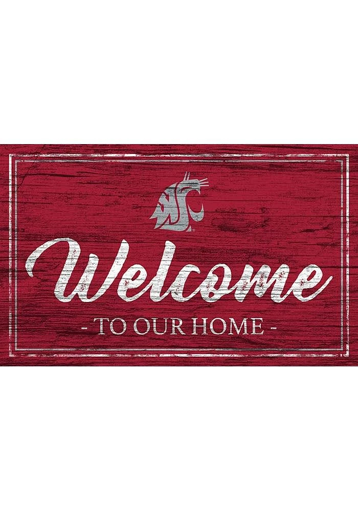 Washington State Cougars Team Welcome 11x19 Sign - Red